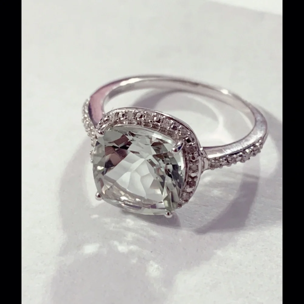 Natural Diamond Green Amethyst Ring